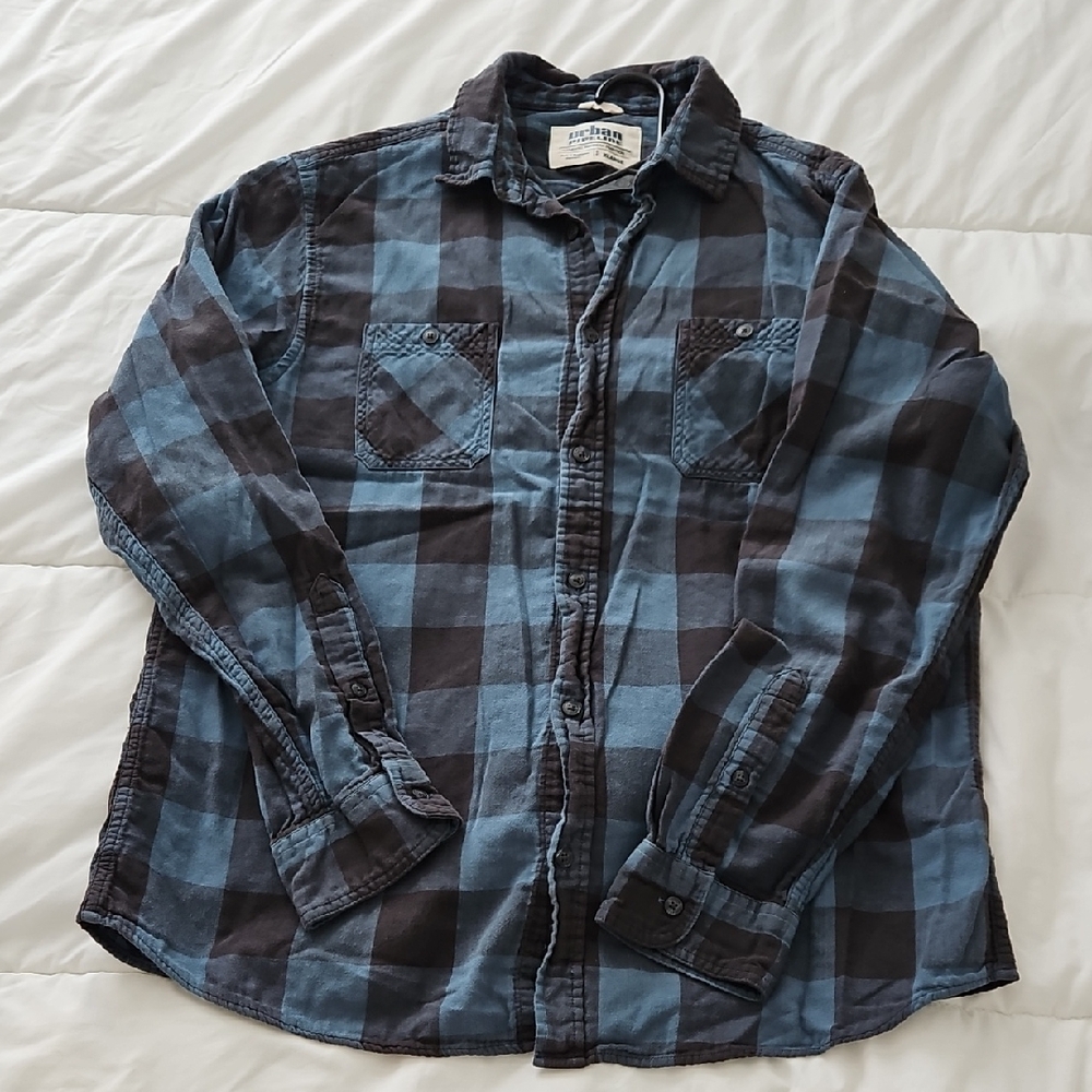 Urban Pipeline Blue & Black Plaid LS Shirt ~ Size XL